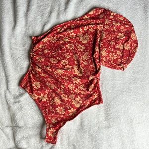 Free People puff sleeve one shoulder bodysuit